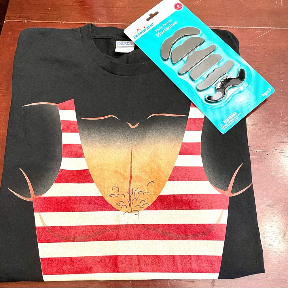 Circus Strongman Costume T-shirt w/inflatable Dumbbell.